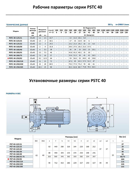 Насосный агрегат моноблочный фланцевый PURITY PSTC 40-250/92 Насосный агрегат моноблочный фланцевый PURITY PSTC 40-250/92